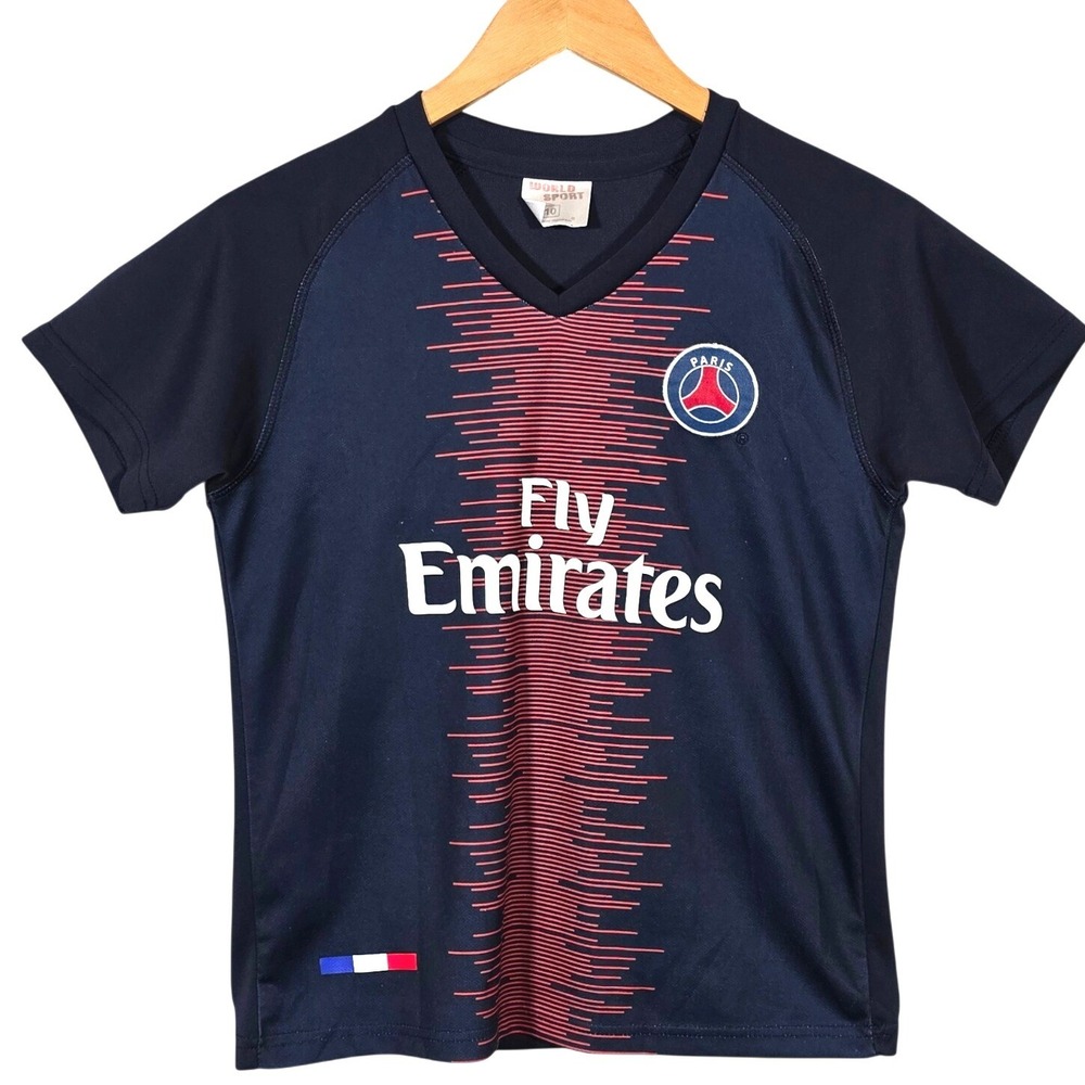 PSG Paris Saint Germain Fly Emirates  Mbappe # 7‎ Soccer Jersey Youth Size 10